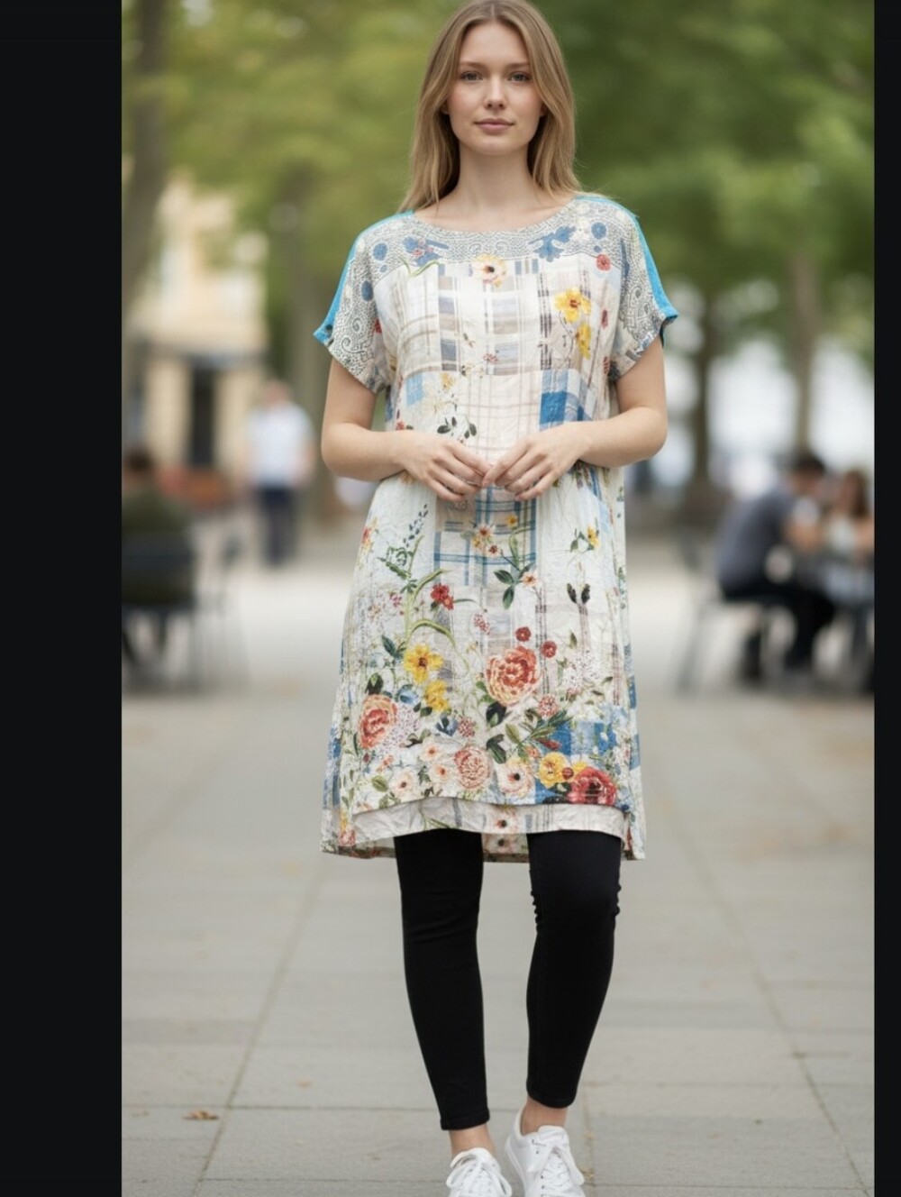Johnny Was Silk Boho Floral Patchwork Oversized  Tunic